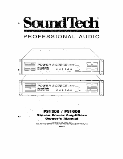 Soundtech PS 1300 PS 1600 Power Amp Owner Manual